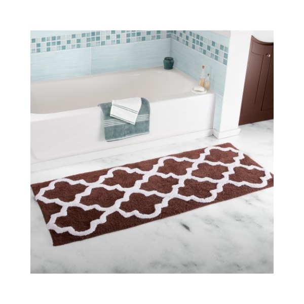 Hastings Home 100 Percent Cotton Trellis Bathroom Mat- 24x60 inches - Chocolate 618368VUY - main